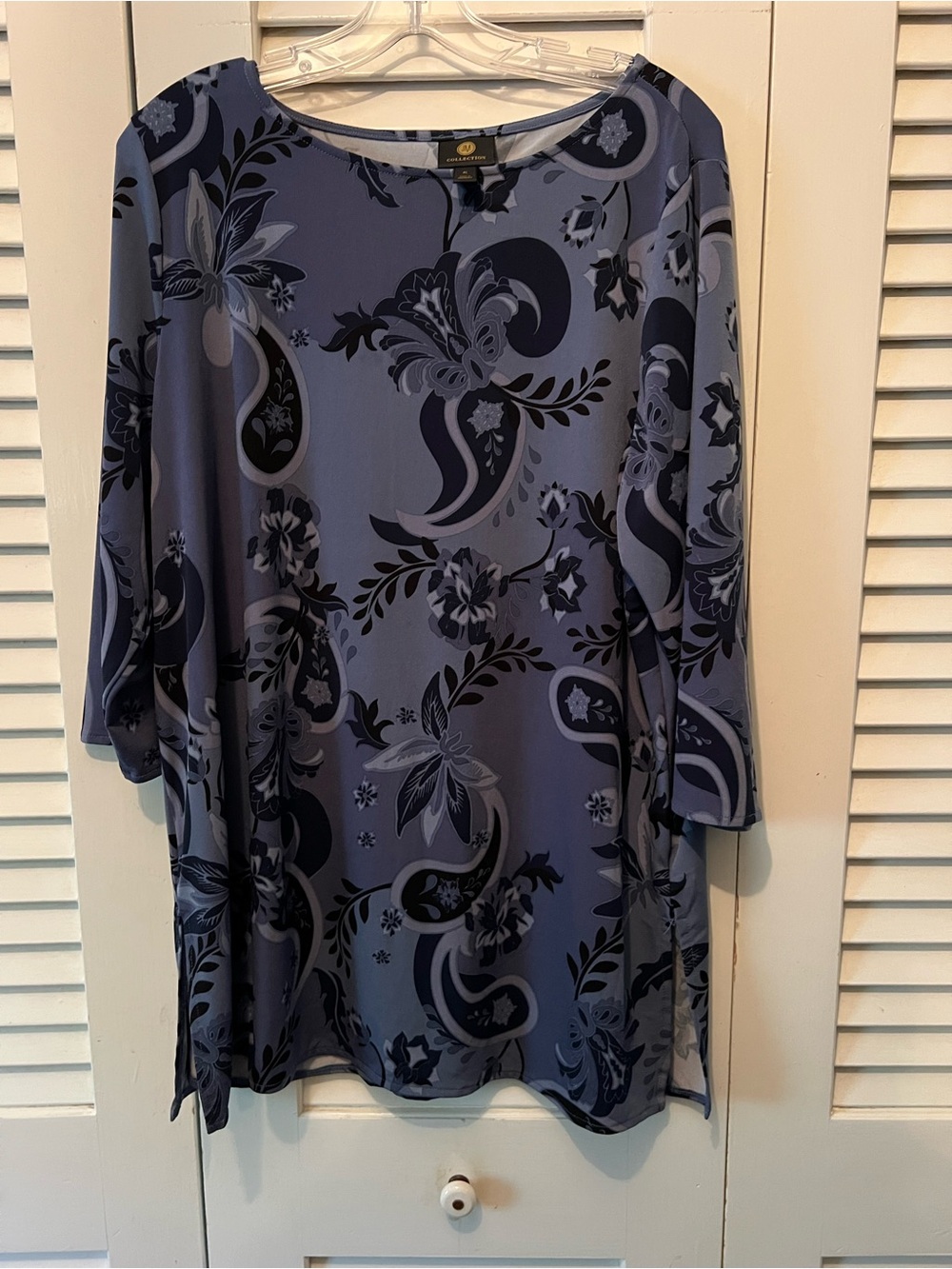 JM Collection Blue Paisley Tunic Top